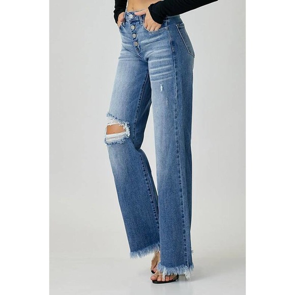 Risen Denim - 💥Risen Mid-Rise Button Down Wide Leg Jeans